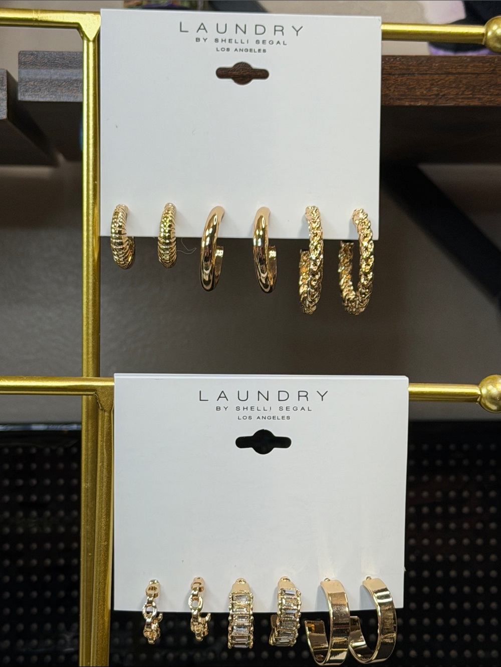 Laundry By Shelli Segal Gold Hoop Earring Set - Mixed Textures 6 pair D2